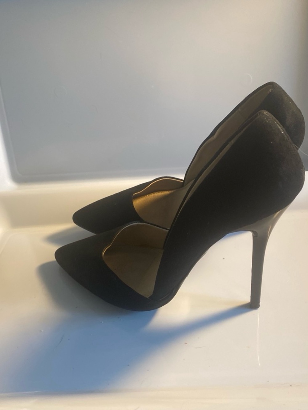 Atmosphere Black Pointed-Toe Suede Stiletto Heels